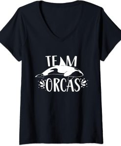 Womens Team Orcas Sea Whale Orca Protect V-Neck T-Shirt