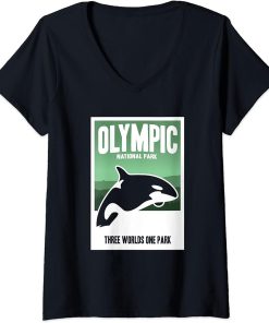 Womens Funny Retro Olympic National Park Orcas Islands T-Shirt Gift V-Neck T-Shirt