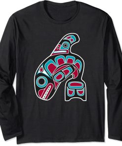 Orca Whale Alaska Haida Tribal Art - Native American Totem Long Sleeve T-Shirt